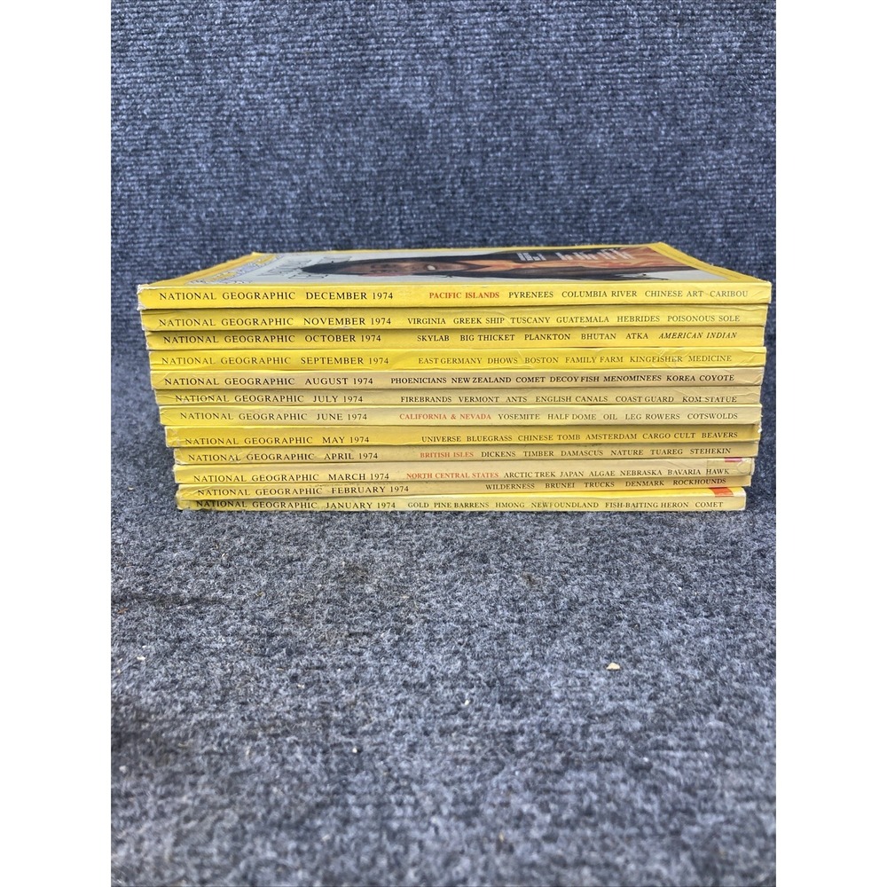 Vintage National Geographic Magazine 1974 Complete Year